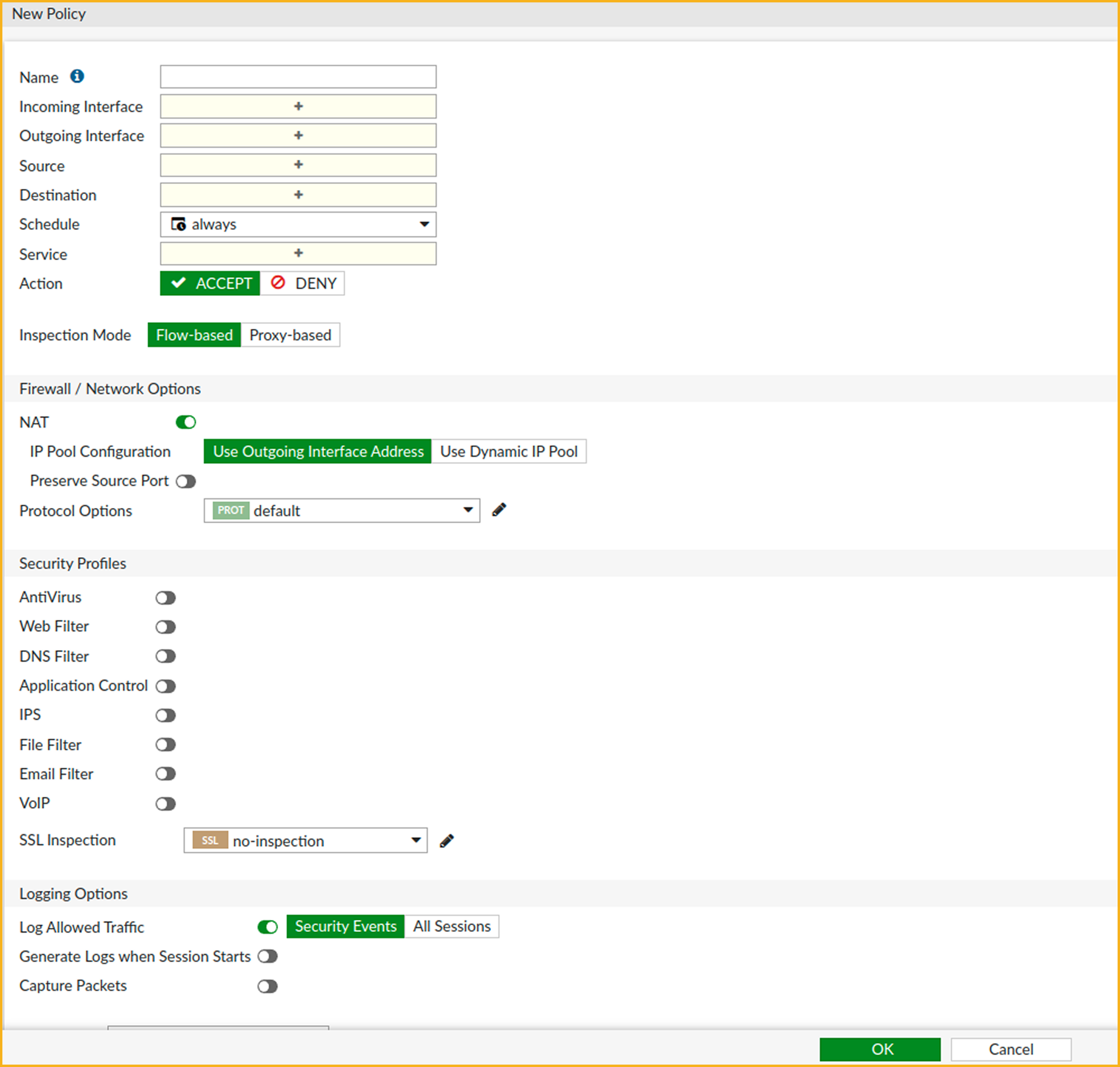 Firewall yönetim paneli ekran