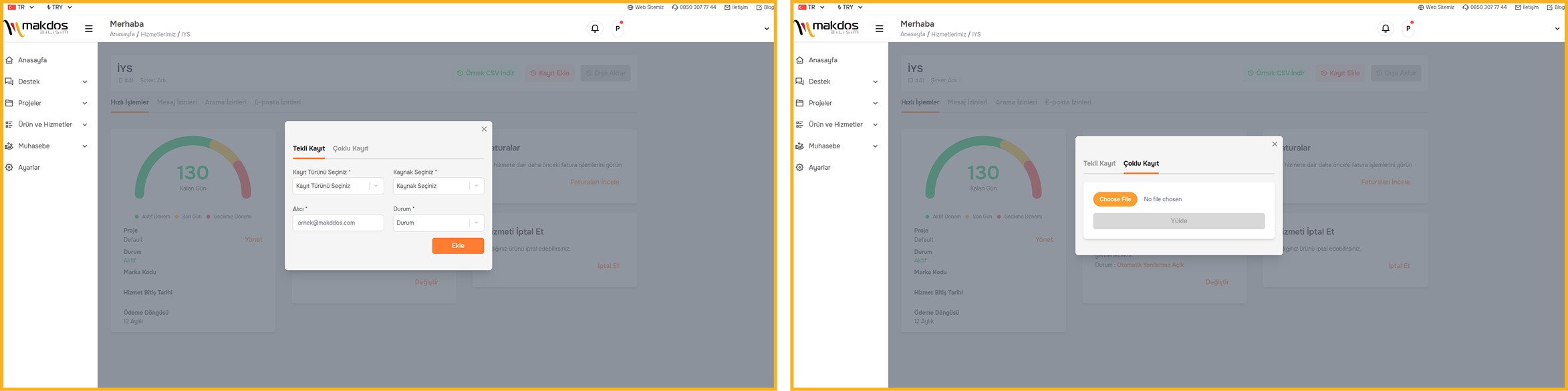 Makdos İYS Paneli Kayıt Ekleme Görseli