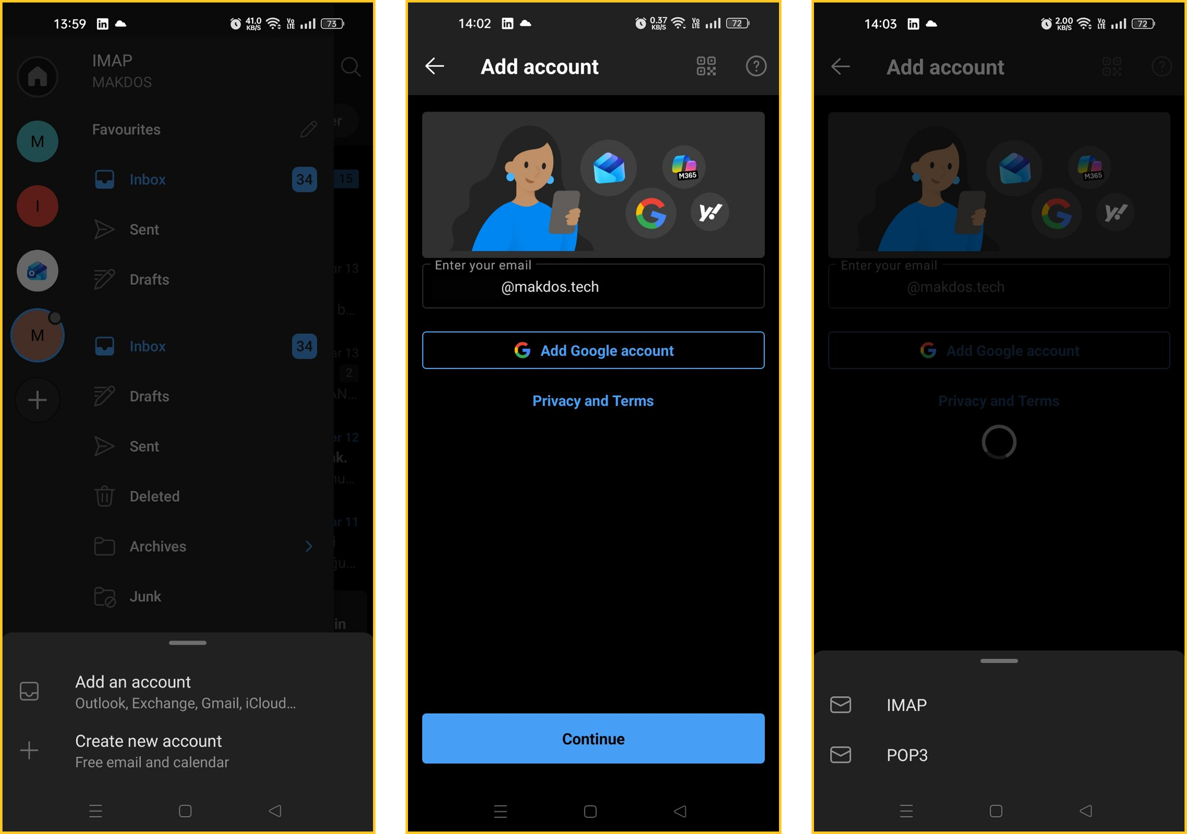 Outlook iPhone and Android IMAP account settings